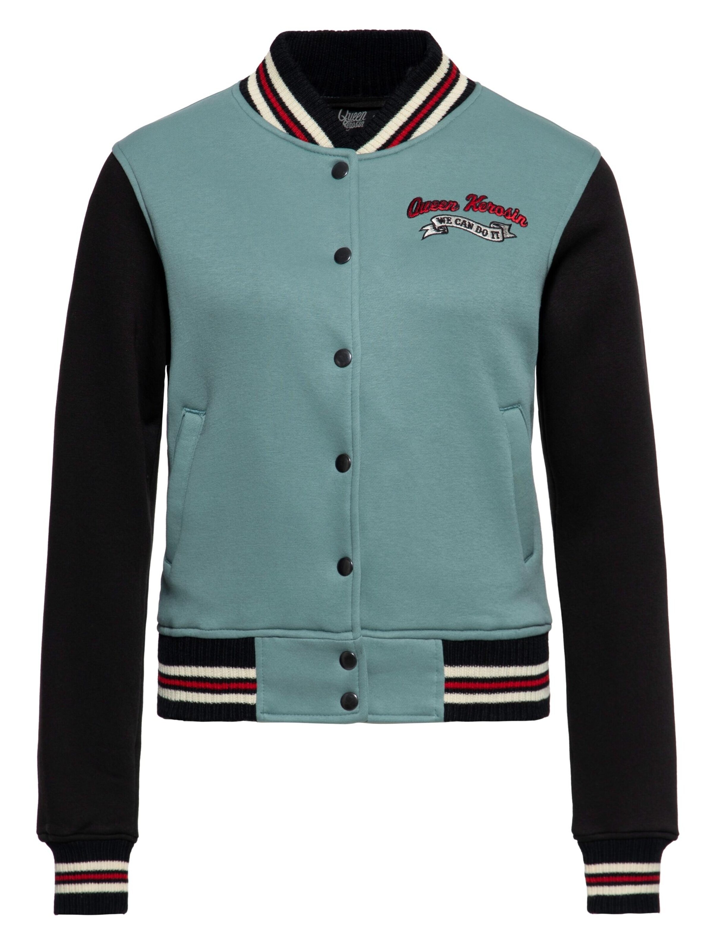 Queen Kerosin Sweatjacke 'We Can Do It'‌‌‌‌‌ in Grün: Vorderseite