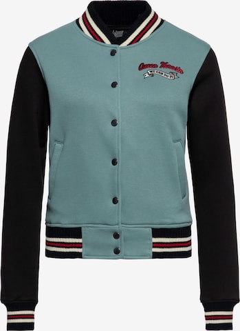 Queen Kerosin Sweatjacke 'We Can Do It' in Grün: Vorderseite