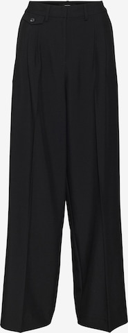 VERO MODA Wide Leg Bukser med lægfolder 'Ceci' i sort: forside