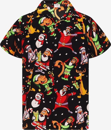 King Kameha Hemd 'Christmas Written Santa' in Schwarz: Vorderseite