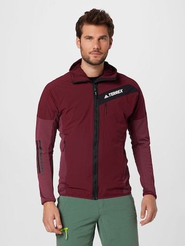 ADIDAS TERREX Athletic Fleece Jacket in Red: front