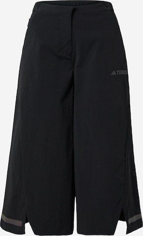 ADIDAS TERREX Wide leg Παντελόνι πεζοπορίας 'Campyx 3/4' σε μαύρο: μπροστά