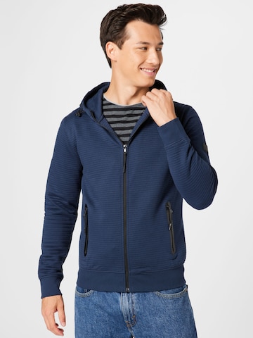 INDICODE JEANS Regular fit Zip-Up Hoodie 'Dominion' in Blue: front
