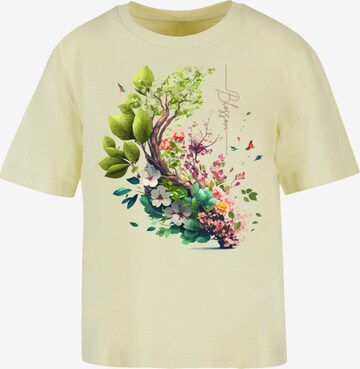 T-shirt 'Spring Tree' F4NT4STIC en jaune : devant