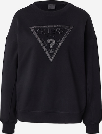GUESS Sweater majica 'TRIANGLE GLITTER' u crna / srebro, Pregled proizvoda