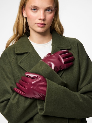 PIECES - Guantes con dedos en rojo