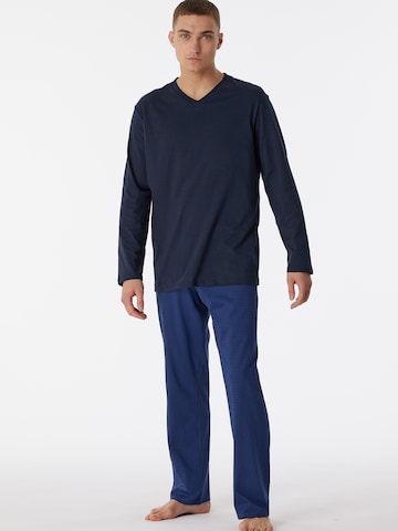 SCHIESSER Long Pajamas 'Comfort Essentials' in Blue: front