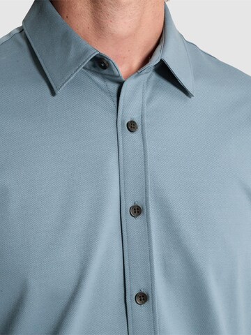 Coupe slim Chemise 'Shirt in twill jersey with Kent collar' CAST IRON en bleu