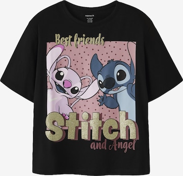 NAME IT Shirt 'NKFADARA STITCH' in Zwart: voorkant