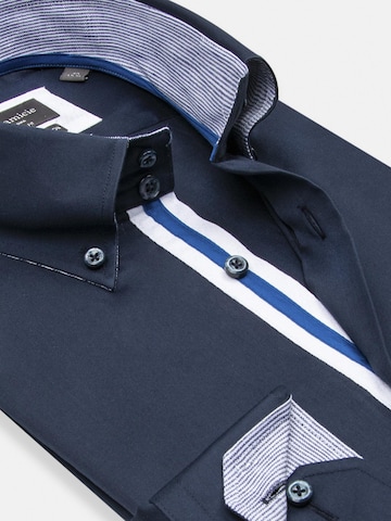 7Camicie - Ajuste estrecho Camisa de negocios 'Roma Iconic Satin Man Shirt White' en azul