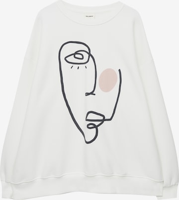 Sweat-shirt Pull&Bear en blanc : devant