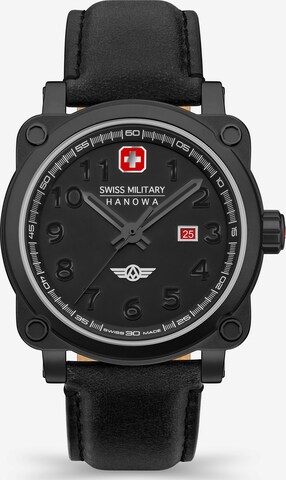 SWISS MILITARY HANOWA Analog Watch 'Aerograph Night Vision' in Black: front