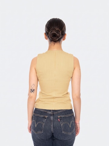 Thinking MU Vest 'NOGAL STRIPES ALISA' i beige