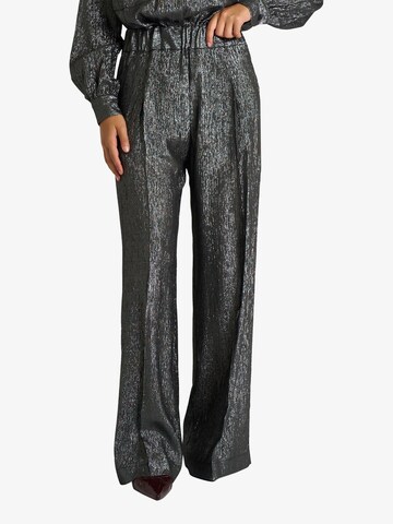 Semicouture Wide leg Bandplooibroek 'Jhonny' in Zwart: voorkant