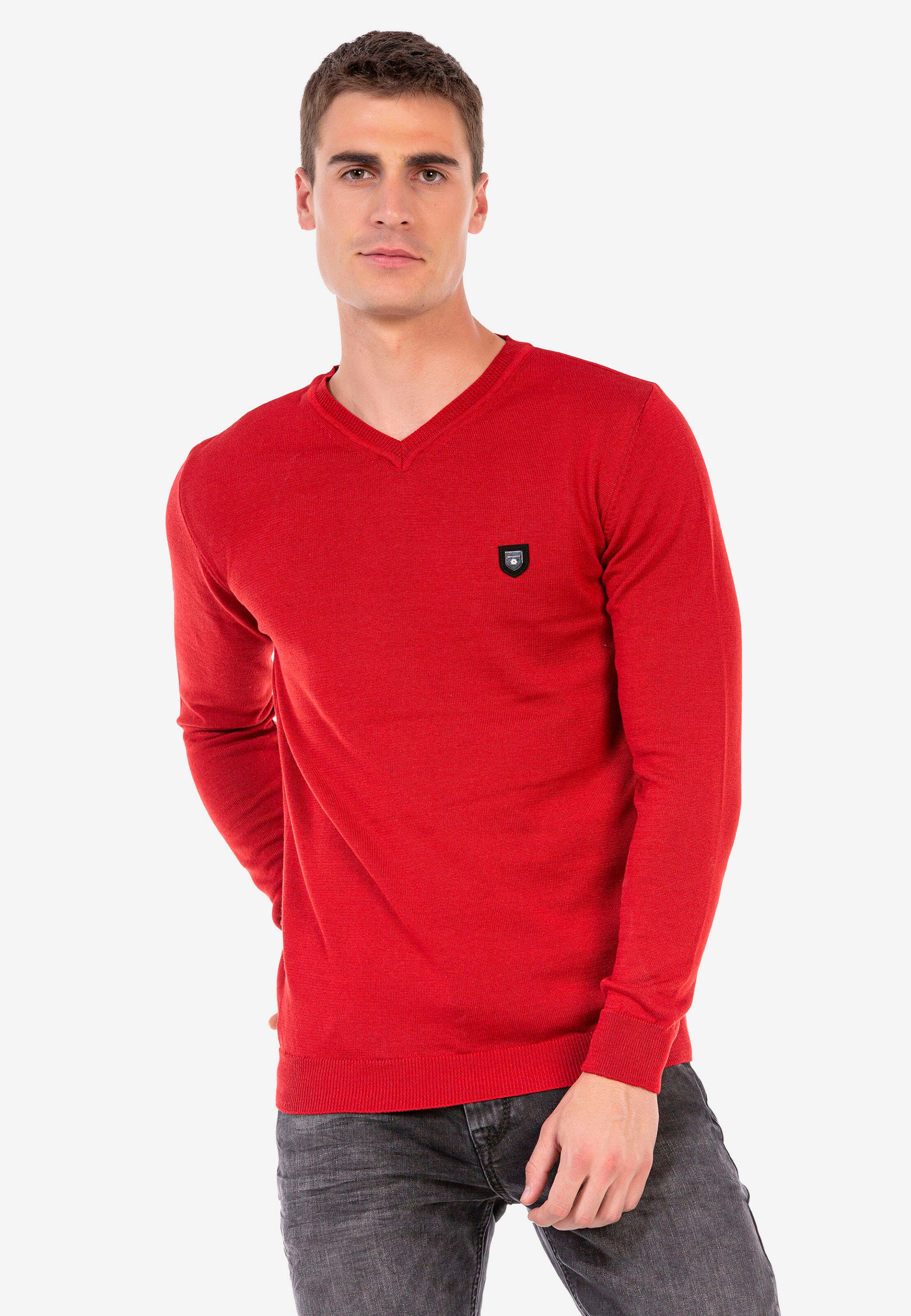 Männer Pullover & Strick CIPO & BAXX Pullover in Rot - LM38157 Männer Pullover & Strick CIPO & BAXX Pullover in Rot - LM38157