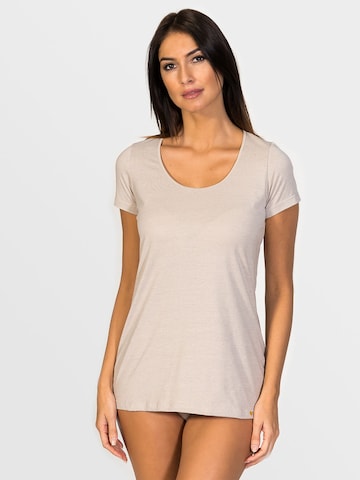 zd ZERO DEFECTS Undershirt 'Hera Short-sleeve top soy fiber' in Beige: front