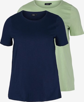 Zizzi Shirt 'MULTIPACK' in Blue: front