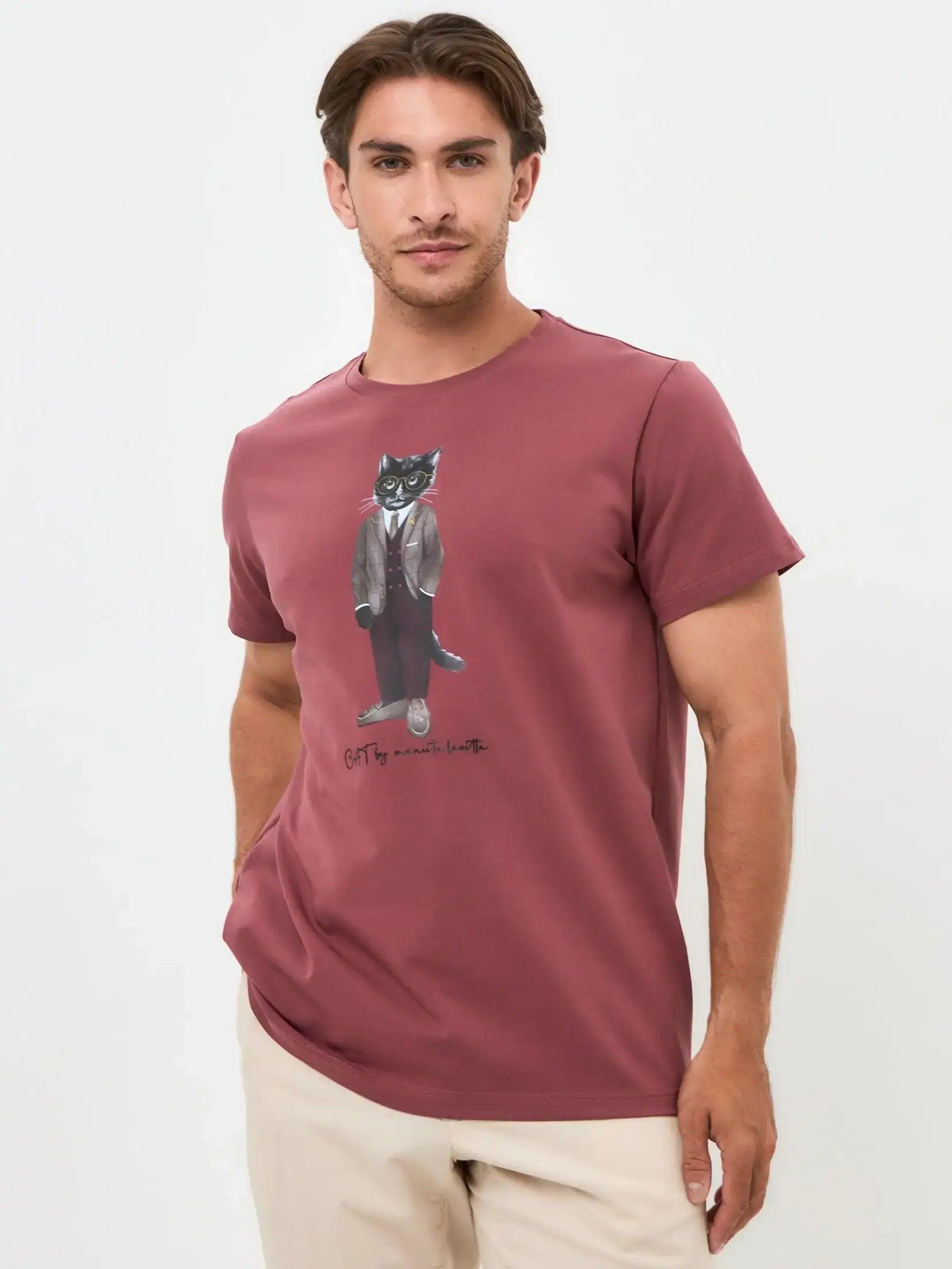 Cat e Lolette - Camiseta 'Professor Cat' en rojo: frente