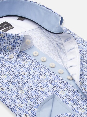 7Camicie - Ajuste estrecho Camisa de negocios 'Donatello Iconic Poplin Stretch Man Shirt White Blue' en blanco