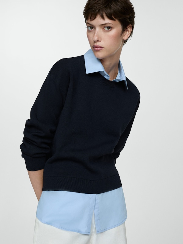 MANGO Sweater 'FEDE' in Navy, Light Blue