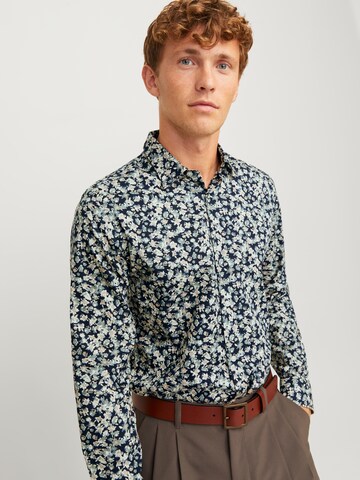 JACK & JONES Regular fit Button Up Shirt 'Leeds' in Grey