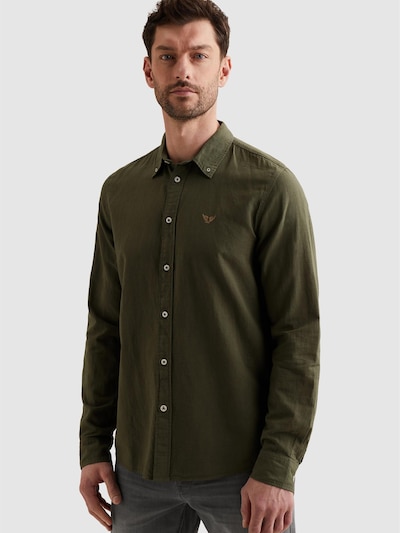 PME Legend Overhemd 'Shirt in cotton/linen with garment-dye wash' in S in de kleur Groen, Productweergave