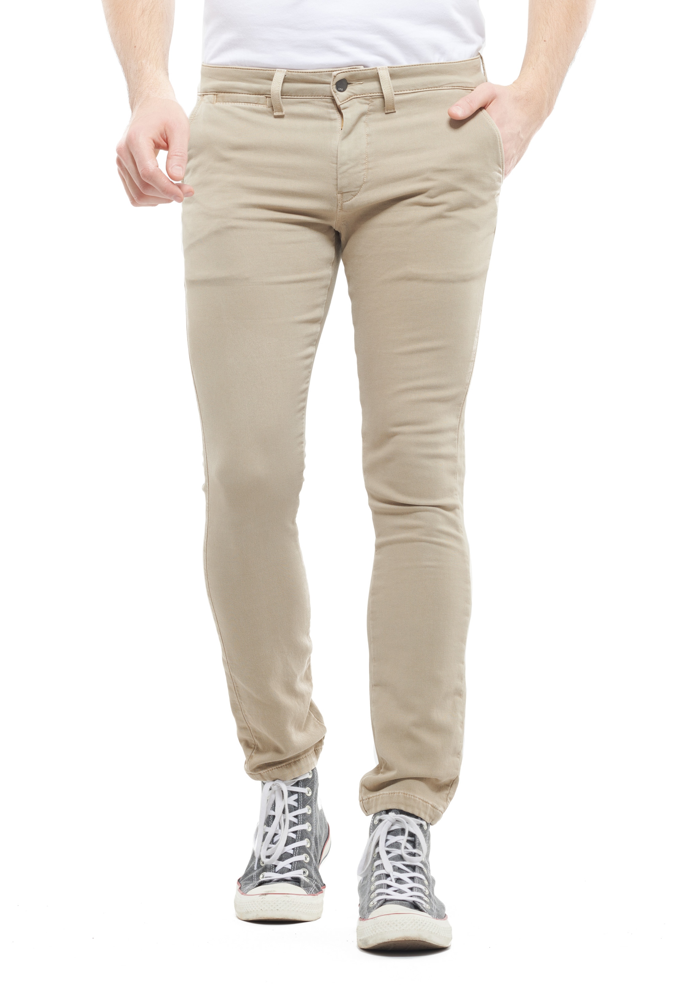 Coupe slim Pantalon chino 'Jogg' Le Temps Des Cerises en beige : devant