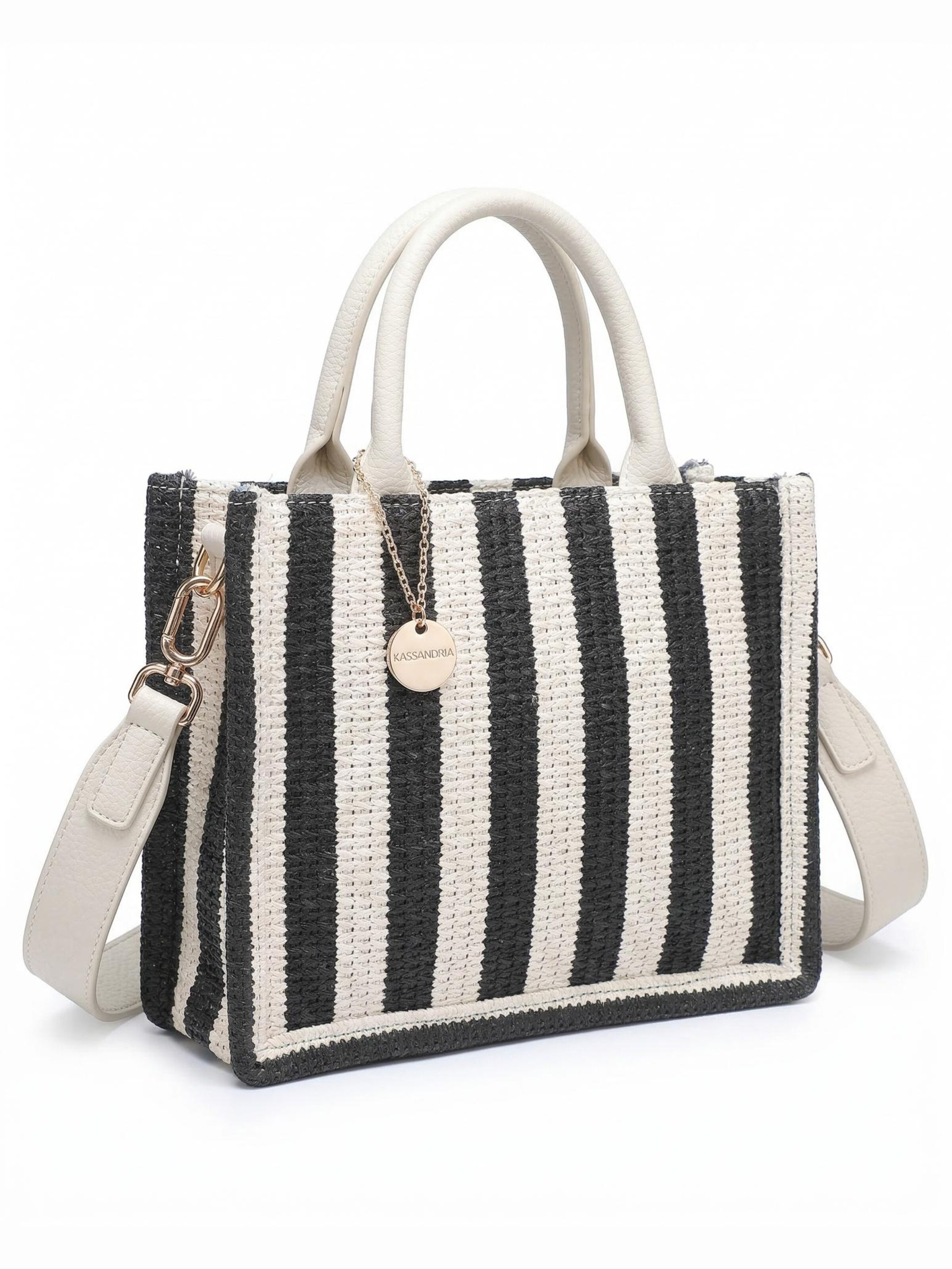 Borsa a tracolla 'Borsa a Tracolla Eliara Donna - Tessuto Intrecciato Rafia e' di Kassandra in nero