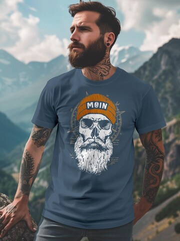 Neverless Shirt 'Skull Moin' in Blau