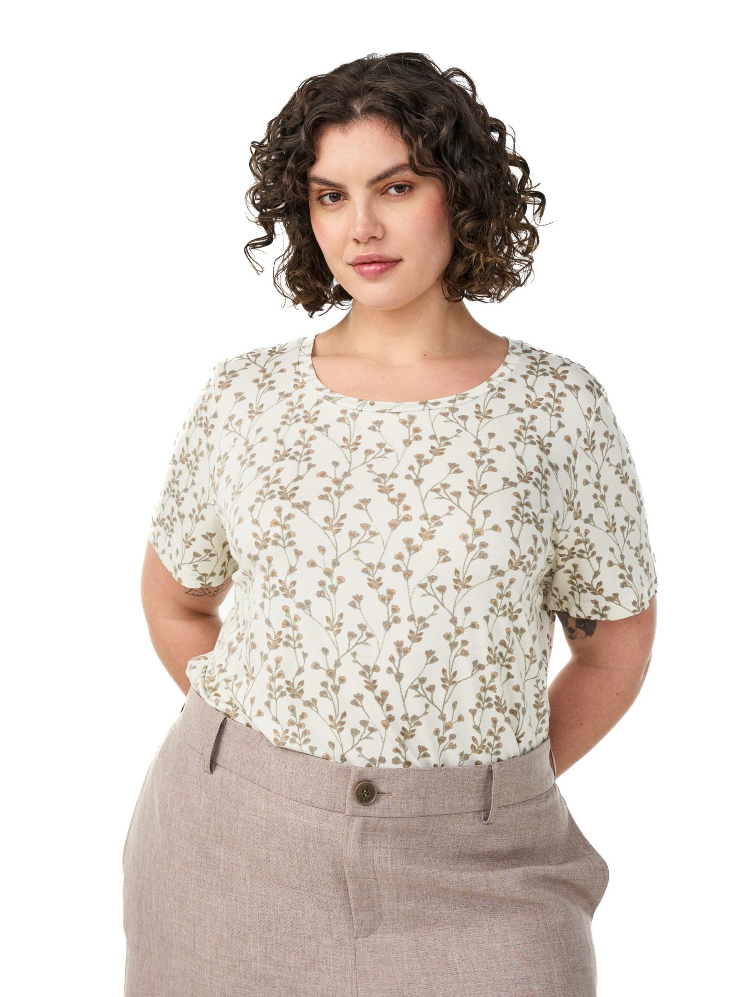 Zizzi Bluse 'Vmalis' in Beige: Vorderseite