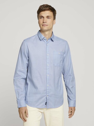 Coupe regular Chemise TOM TAILOR en bleu : devant