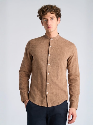 Lindbergh Slim fit Button Up Shirt in Brown