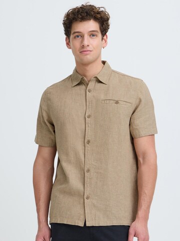 INDICODE JEANS Regular Fit Leinenhemd ' IDTropelo ' in Braun: Vorderseite