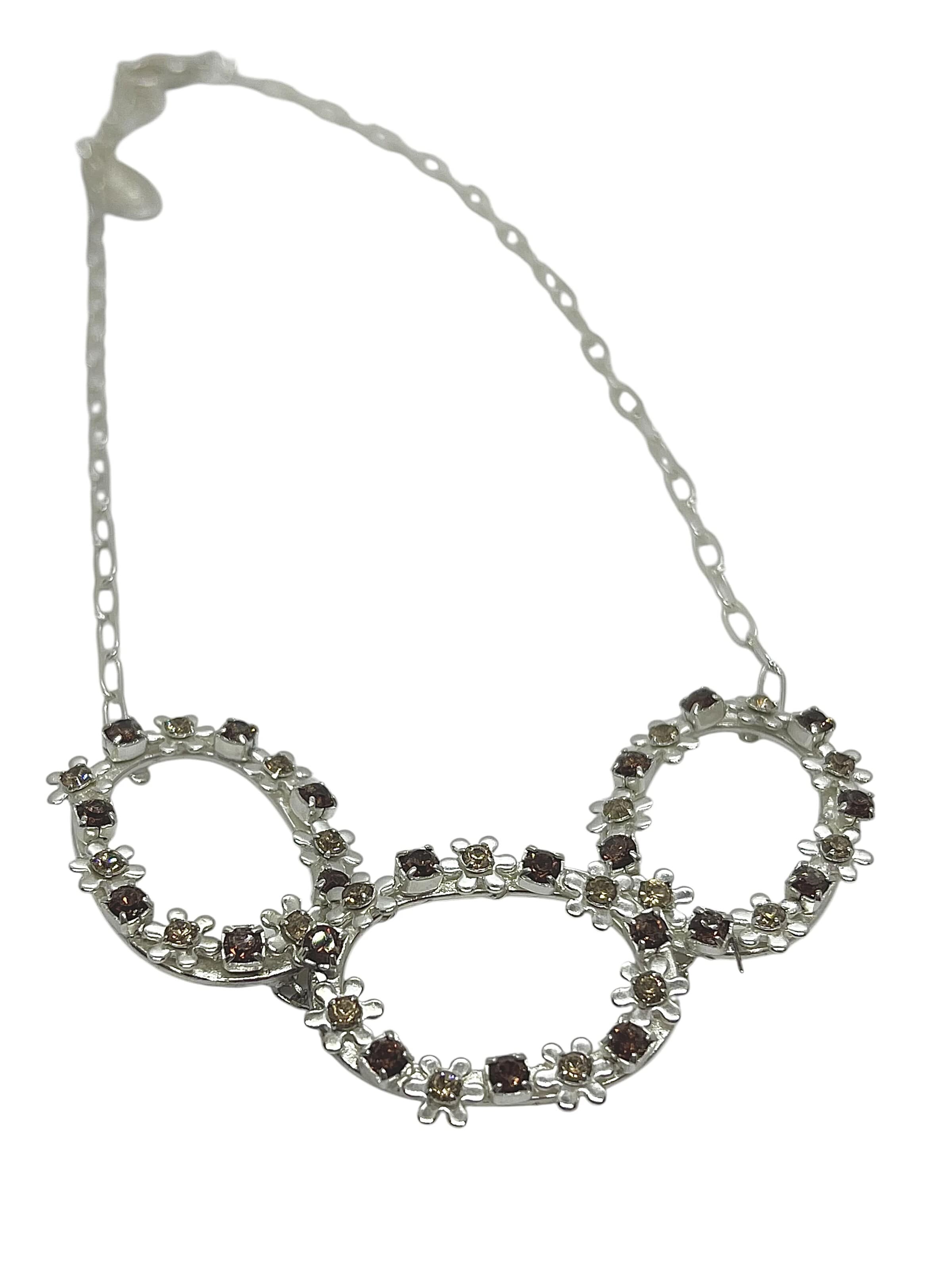 Gloria Mago - Cadena 'Triple Oval Choker in silver and black-blackdiamond mix' en plata