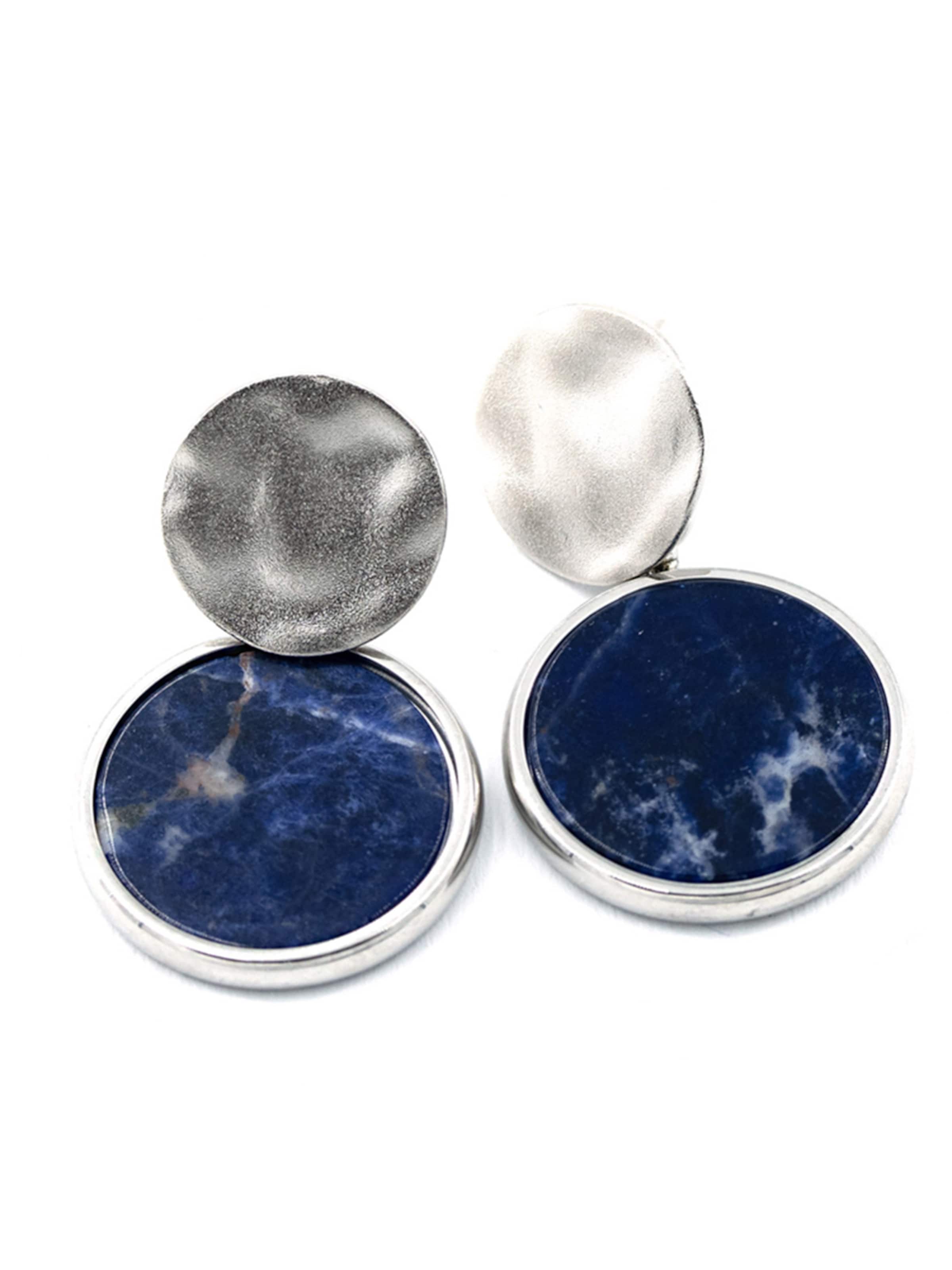 Sergio Engel Ohrringe 'Beach Ohrring 03 Eleganter Plättchenstecker mit Natursteinanhänger'‌‌‌ in Blau: Vorderseite