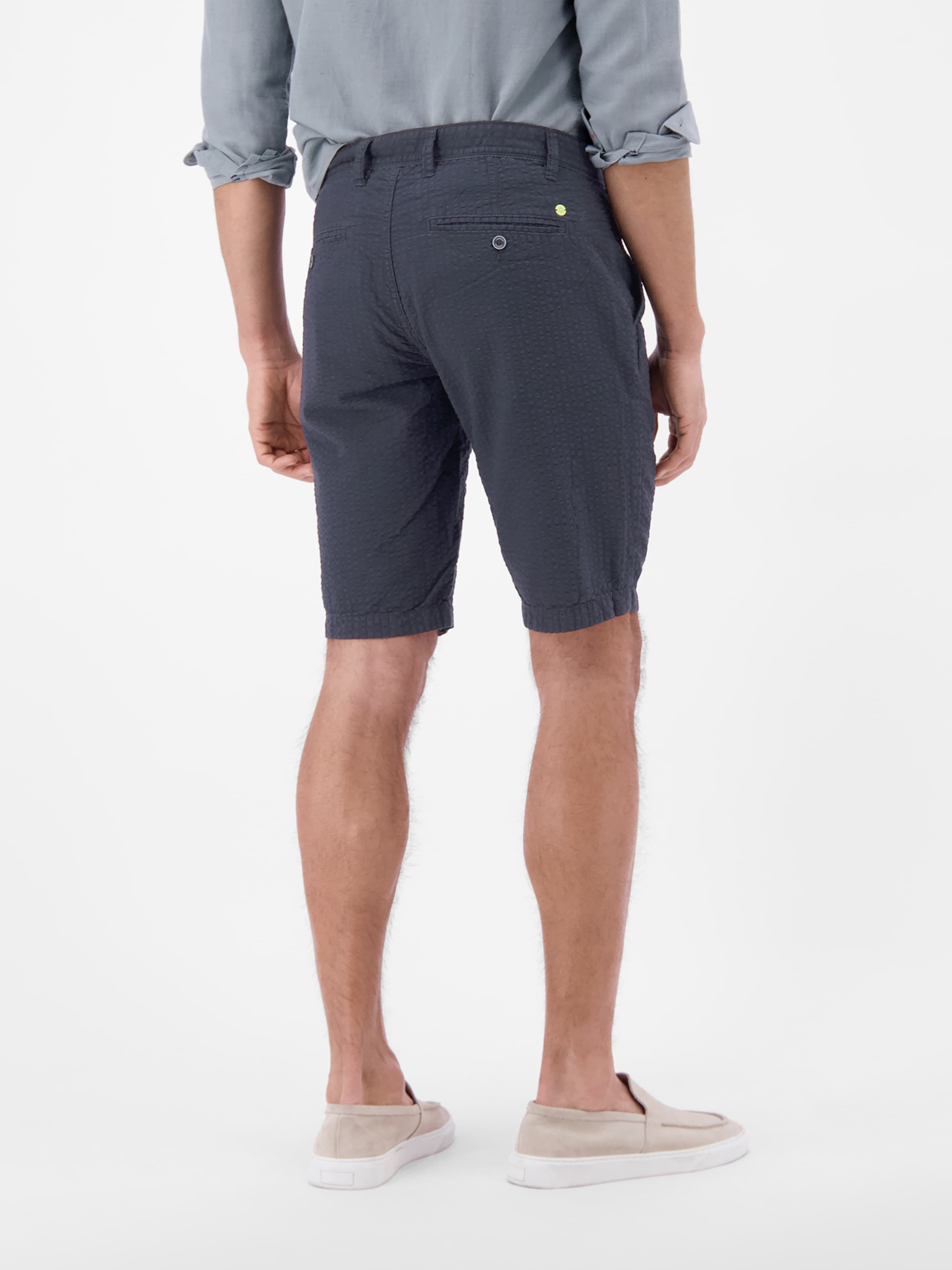 LERROS Regular Chino-Shorts aus Baumwolle in leichter Seersucker-Qualität in Blau