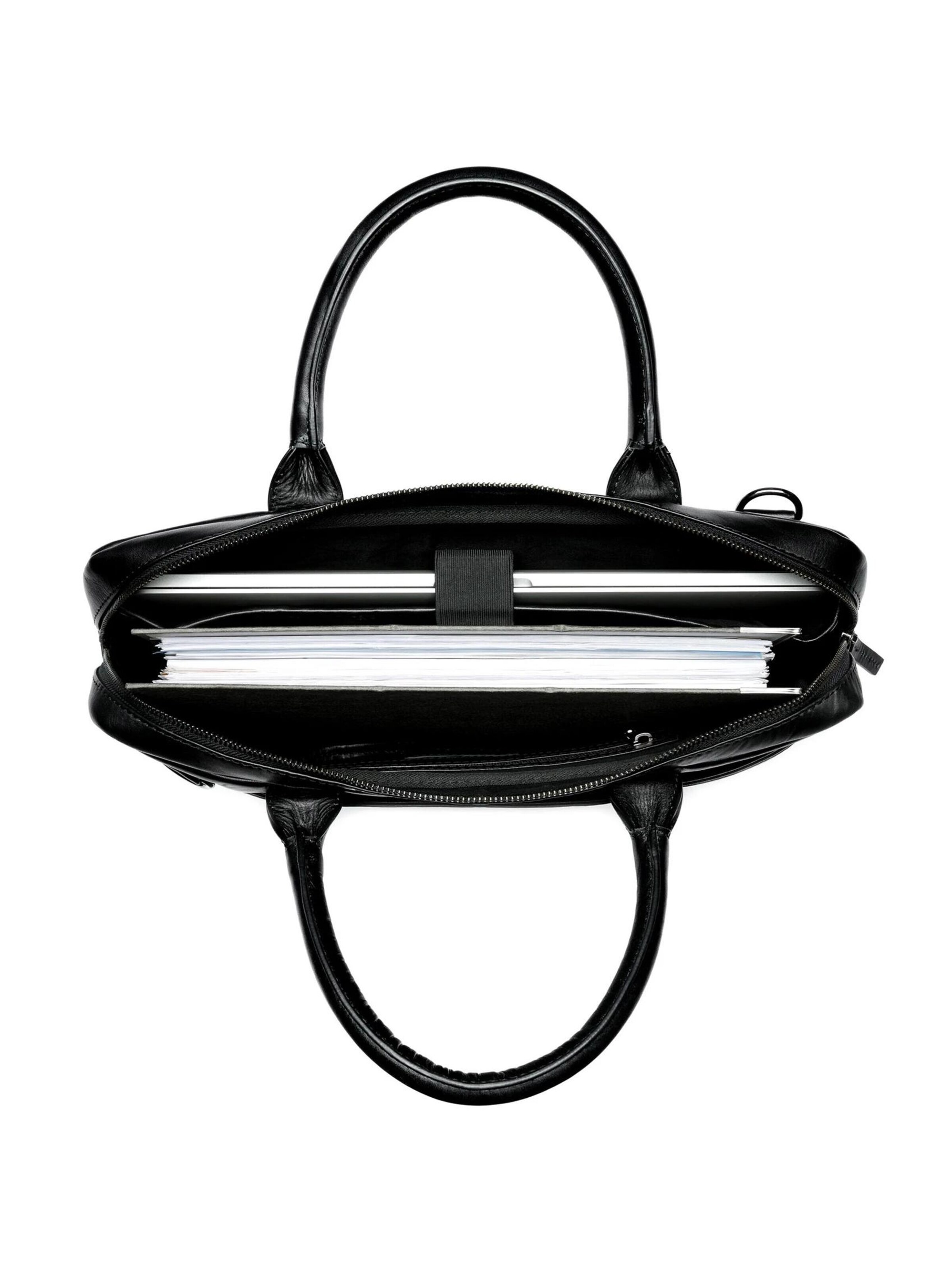 SID & VAIN Laptoptasche 'Aktentasche Slim BOSTON echt Leder 17"'‌‌‌‌ in Schwarz