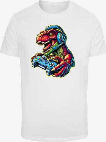 F4NT4STIC Shirt 'Dinosaurier Gamer' in White: front