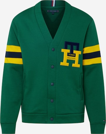 TOMMY HILFIGER - Sudadera con cremallera en verde: frente