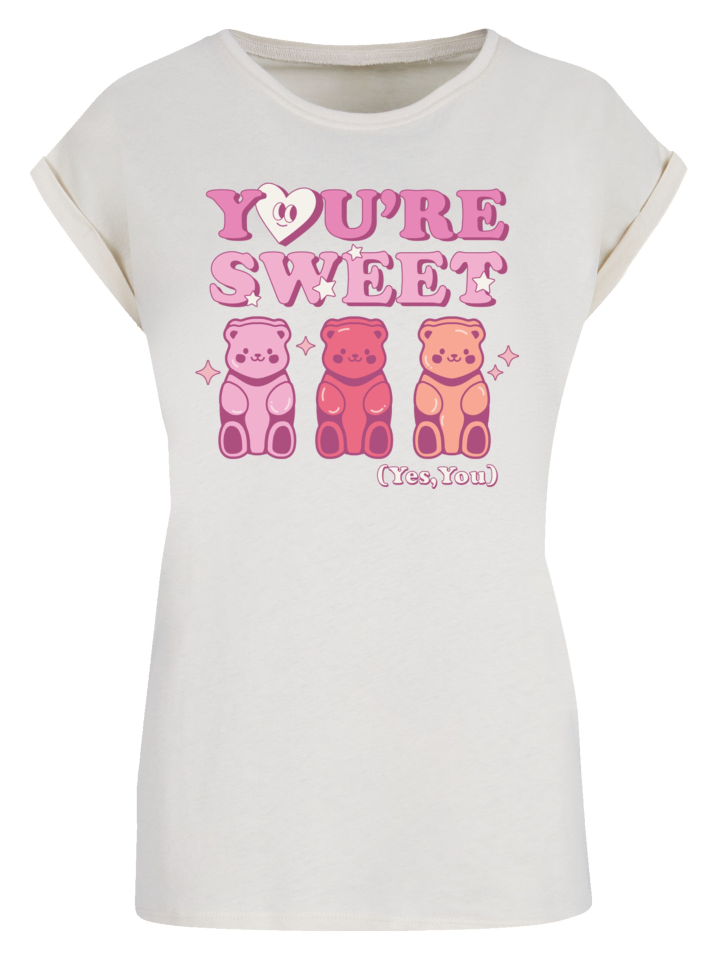 T-shirt 'Valentinstag You're Sweet Gummy Bears' F4NT4STIC en beige : devant