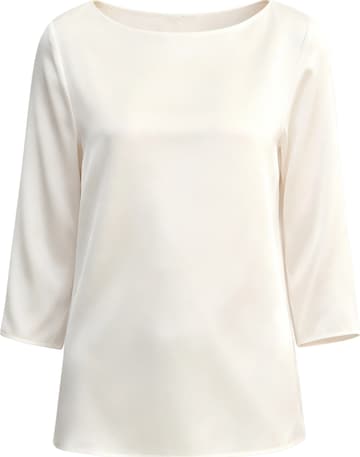 Lilysilk Blouse '3/4 Ärmel Seidenbluse mit Boot-Hals' in Wit: voorkant