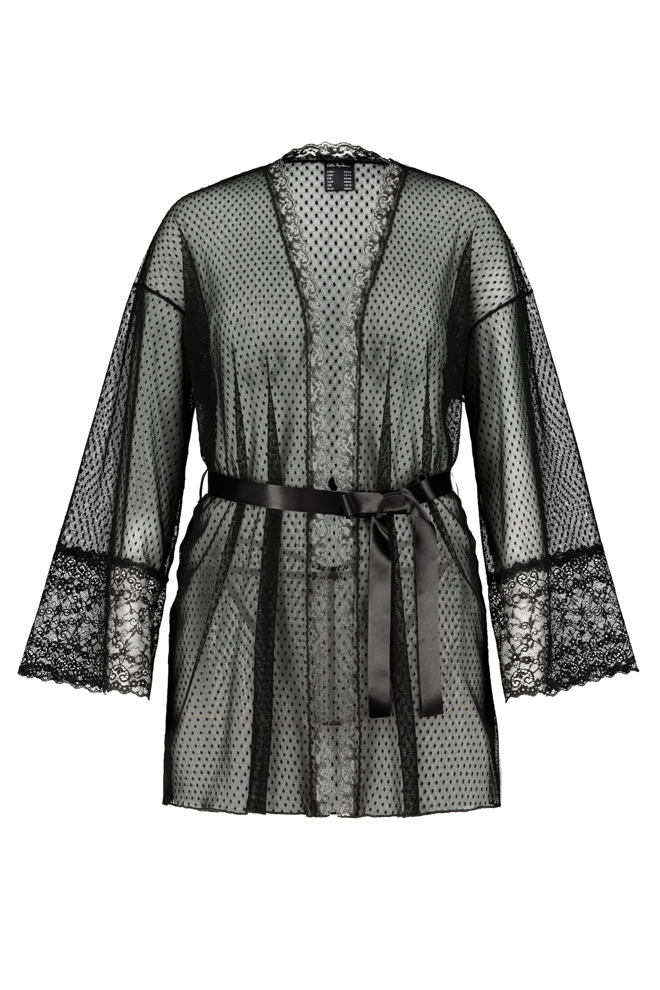 Frauen Wohn-Accessoires Ulla Popken Morgenmantel in Schwarz - ZW38111 Frauen Wohn-Accessoires Ulla Popken Morgenmantel in Schwarz - ZW38111