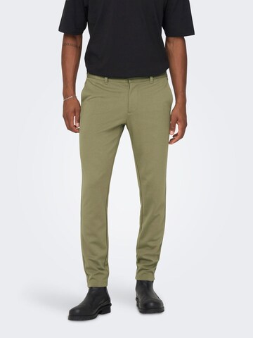 Coupe slim Pantalon chino 'Mark' Only & Sons en vert : devant