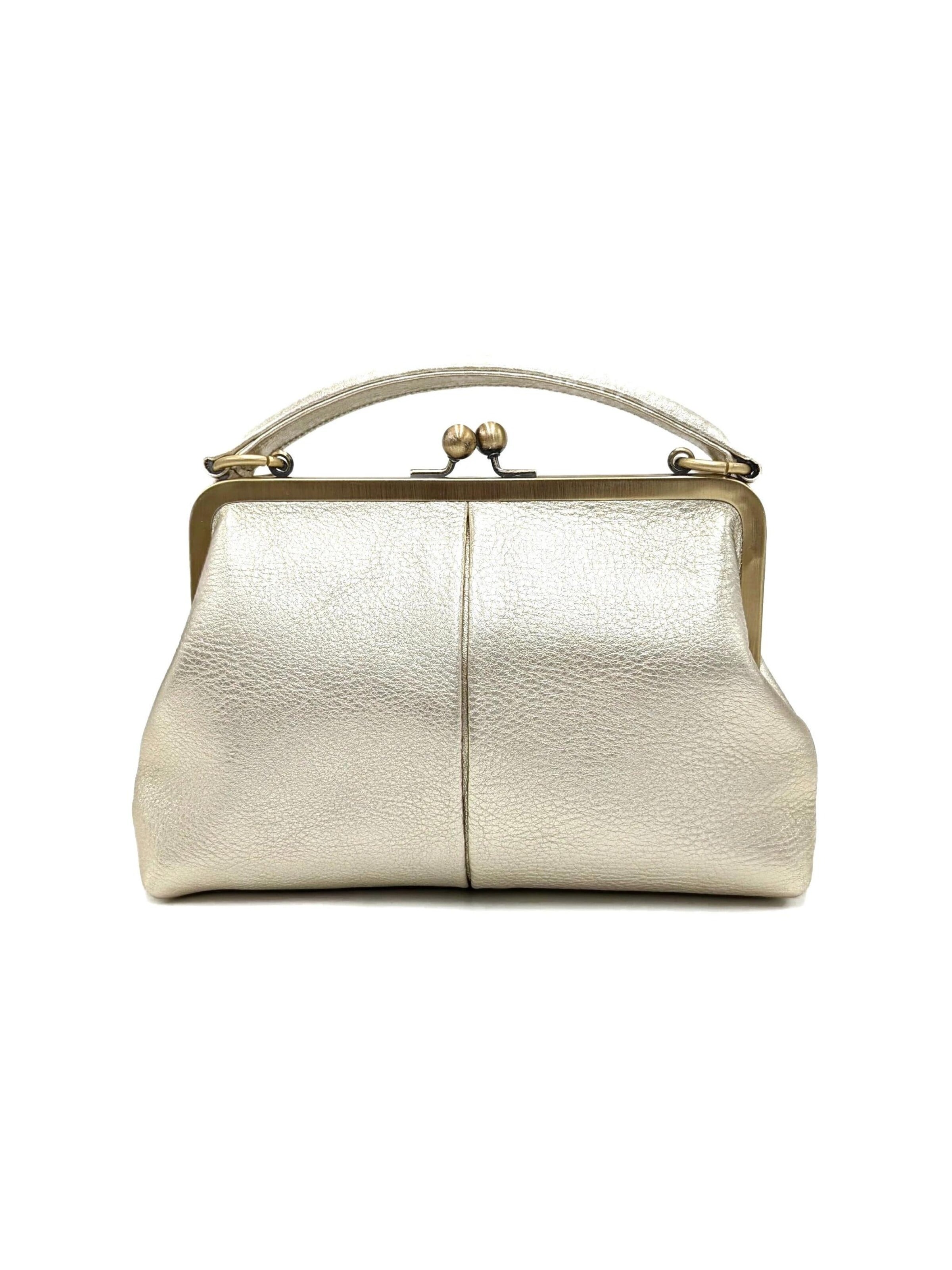 Taschenkinder Handbag 'Kleine Olive – Leder Handtasche & Umhängetasche' in Gold: front