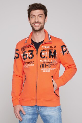 CAMP DAVID Sweat jacket 'Alaska Ice Tour' in Orange: front