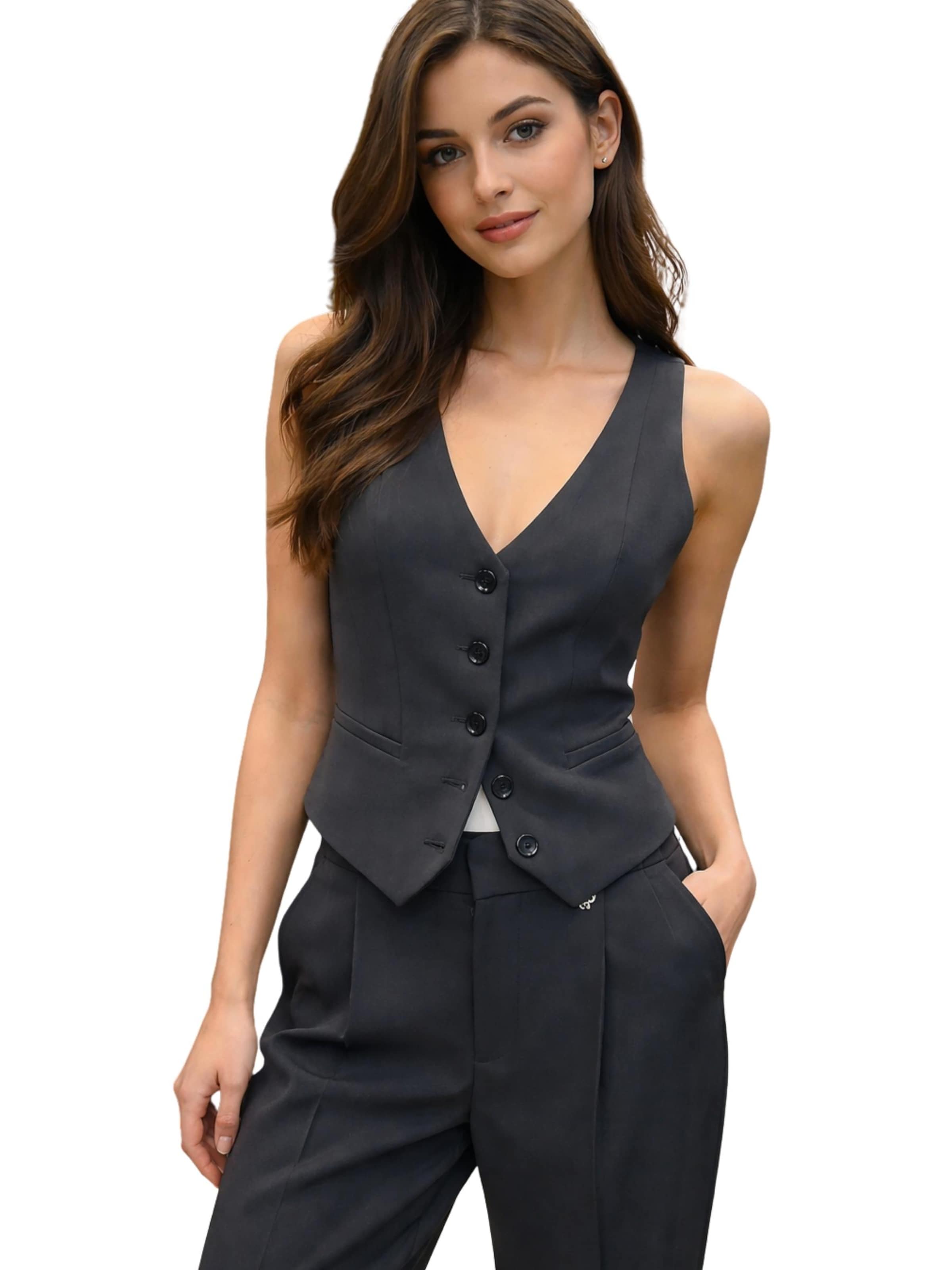 Gilet de costume Aniye By en noir : devant