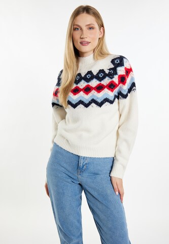 Pull-over DreiMaster Maritim en blanc : devant