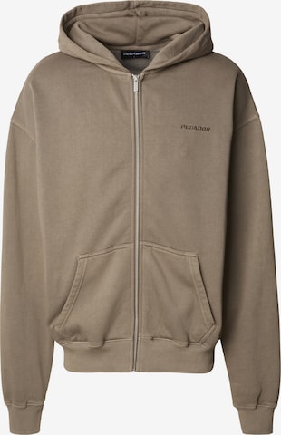 Pegador - Sudadera con cremallera en marrón: frente