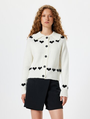 Koton Knit Cardigan in White: front