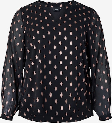 Zizzi Blouse 'CABIX' in Zwart: voorkant